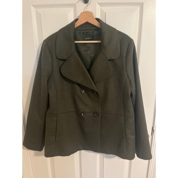 Talbots Jackets & Blazers - Talbots Double Breasted Wool Pea Coat Olive Green Size 14
